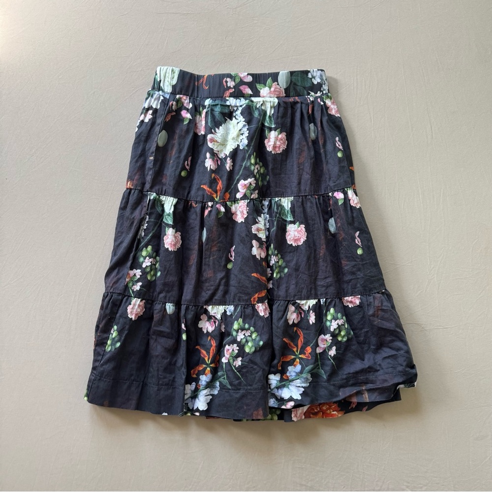 Floral Tiered Knee Length Skirt